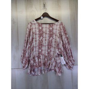 Emerson Charles Rose Snake Print Dolman Sleeve Blouse Top Medium NWT-10476